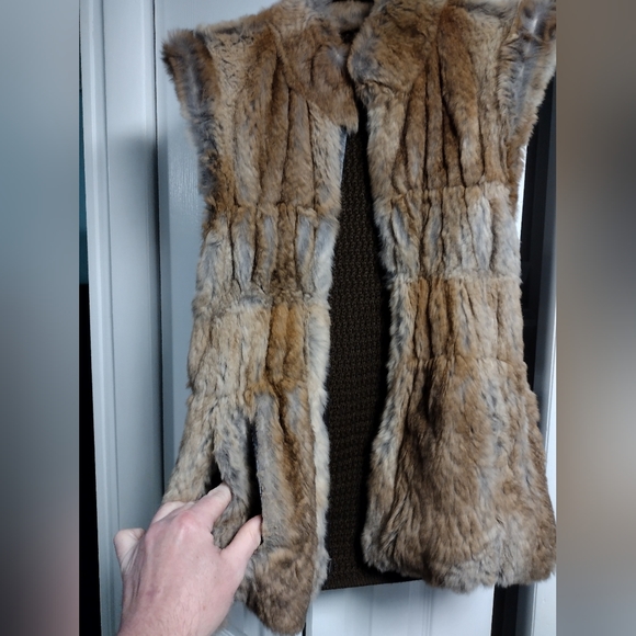 Linda Richards Luxury Reversible Rabbit Fur Silk Vest Jacket Top Medium - Picture 6 of 10